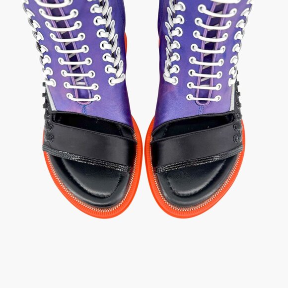 Louis Vuitton Moonlight Lace-Up Boots Size 37.5 US 7.5 Women’s Purple Satin - Picture 4 of 15